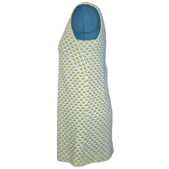 eShakti Midi  Size M Yellow White Shift Raised Jacquard Pattern Party Dress - Picture 3 of 6